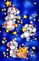 Koalas on baubles and stars