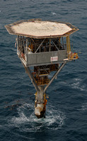 Aerial of Dolphin monopod is an unmanned working platform in Bass Strait off the Victorian coastline