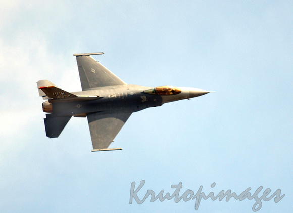 Airshow-F16 Fighter Falcon takes off.