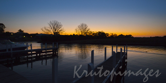 boat ramp in Gippsland Lakes at sunset