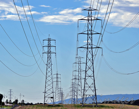 Transmission Powerlines running through suburbia, Victoria- Australia.