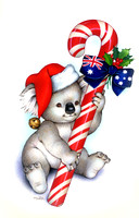 koala with Christmas candy