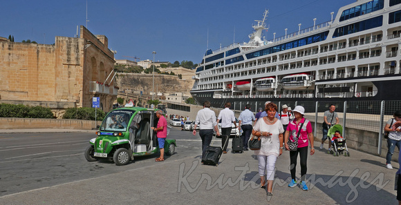 Valetta, capital of Malta tourists on waterfront