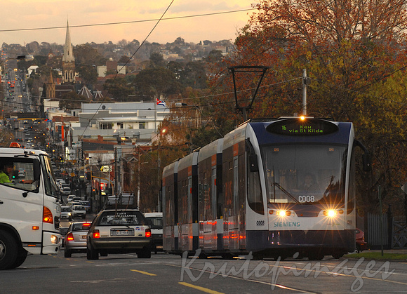 Glenferrie Road Hawthorn -traffic at sunset