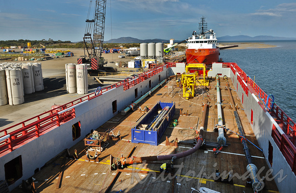 Barry Beach Marine Terminal Victoria, the main deck of a work vessel and subsea machinery