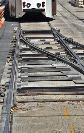 Tram track junction detail re new construction in Melbourne CBD