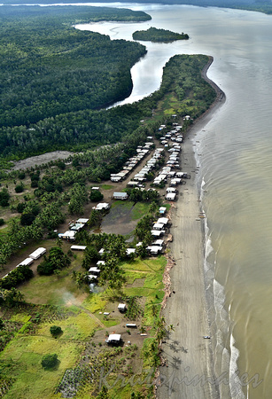 PNG-aerial of coastal village in the Delta region of Papua New Guinea