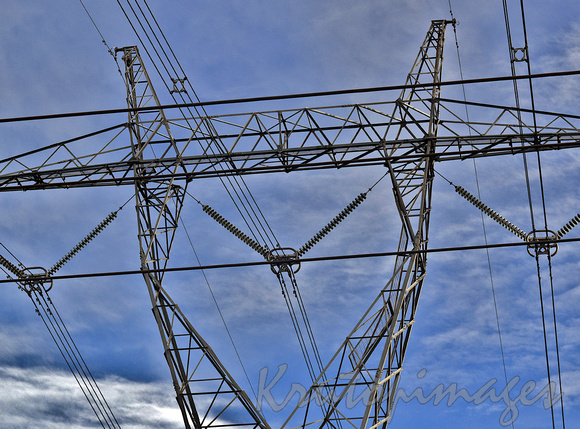 Transmission tower looming overhead carrying power to the Melbourne suburbs