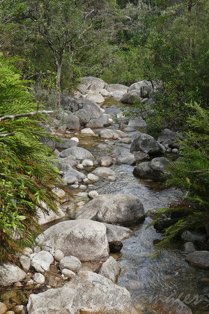 streams of clear water rundown the rocky Alpine region at Mt Hotham-Victoria