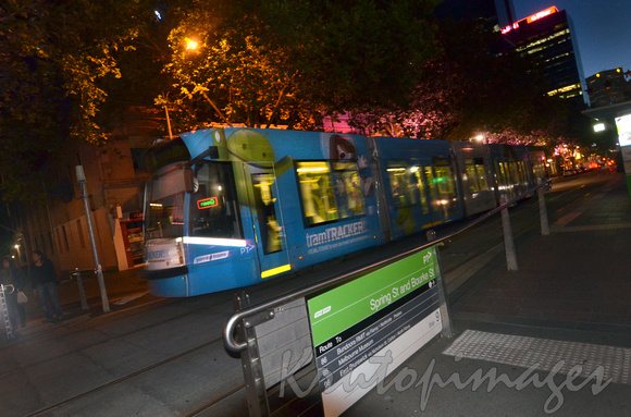 Melbourne trams at night