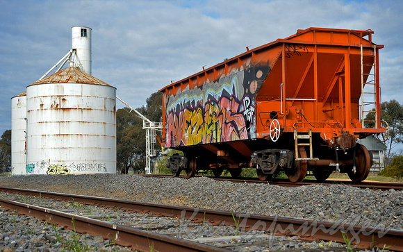 art -graffiti on carriage on siding