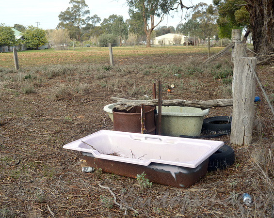 old bath for drinking from in paddock country Victoria