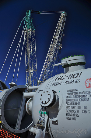 A 50,000 plus kilogram vessel is about to be lifted into position at a refinery