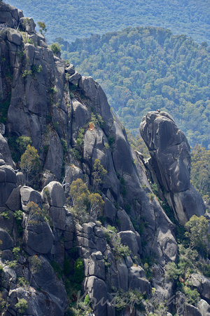 Mountain rock formations seen from the Gorge at Mt Buffalo