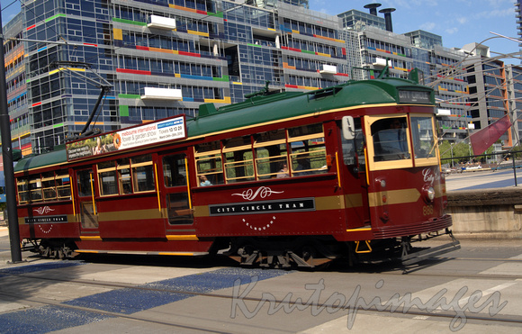 Melbourne city circle tram at Docklands