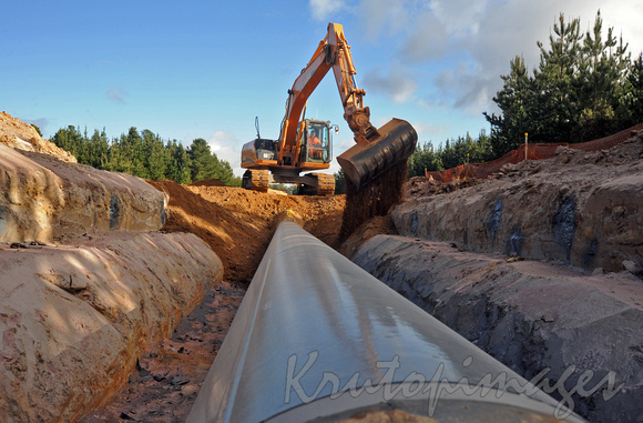 confined space, filling gas pipeline in trench