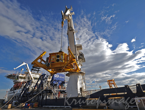 wharf activity Melbourne sub sea equipment being loaded prior to offshore installation