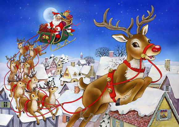 Rudolph and sleigh