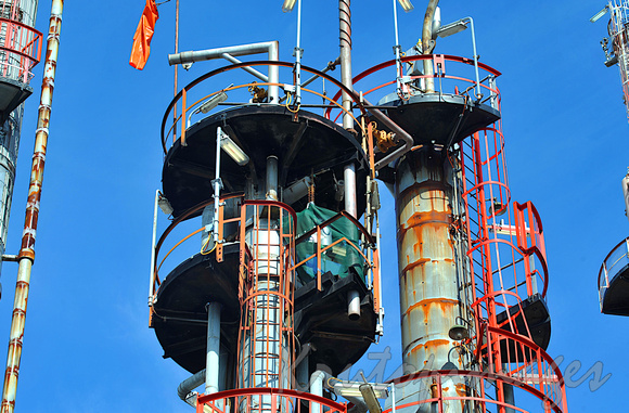 Petrochemicals and plastics Refinery towers during maintenance shutdown