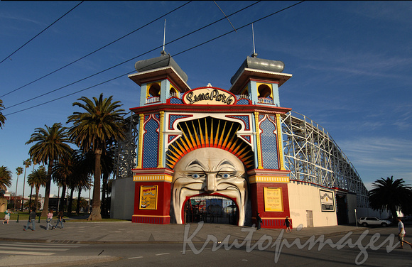 Luna Park St Kilda Melbourne -front face entry and scenic Railway-2