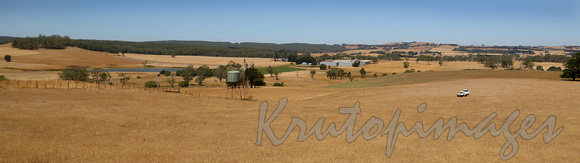 panorama country Victoria watertank and farmers  paddock