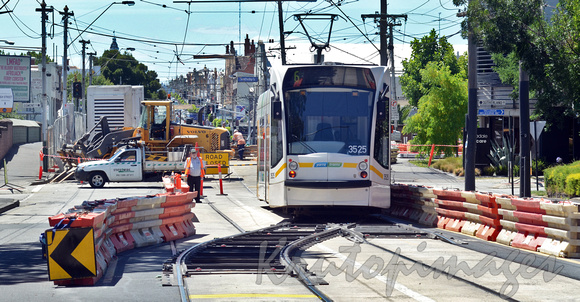 Tram works on the tracks in Armadale Melbourne
