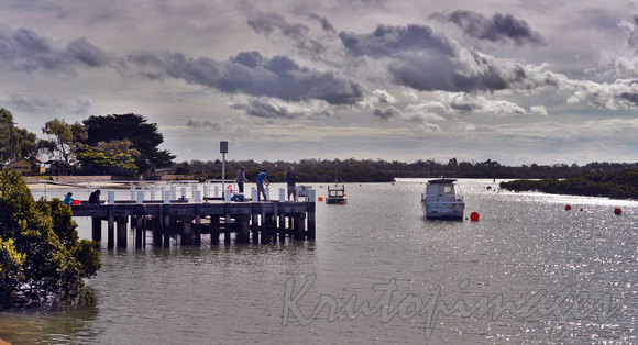 Fishing from a jetty in Tooradin village-Sth east Victoria