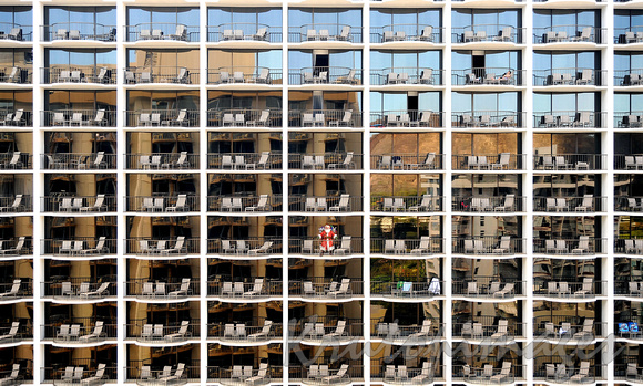 High rise balconies featuring Santa Claus in central position