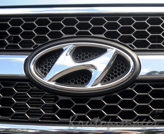 Hyundai badge on motor vehicles