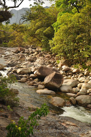 Mossman rocky river and rapids in North Queensland-vertical