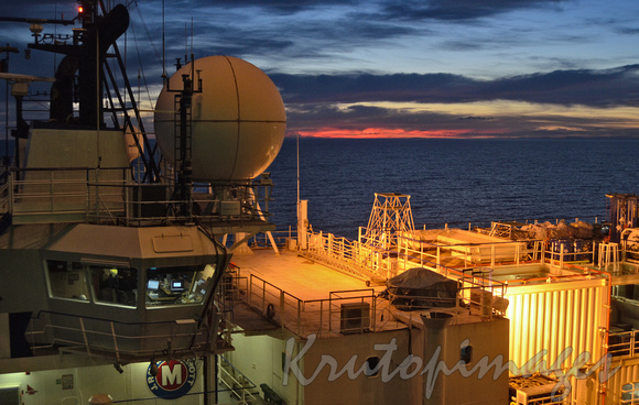 Sunset on DB30 workboat