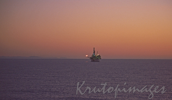 Offshore platform at sunset
