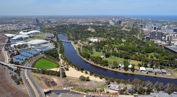 Yarra River and Melbournes sporting complex