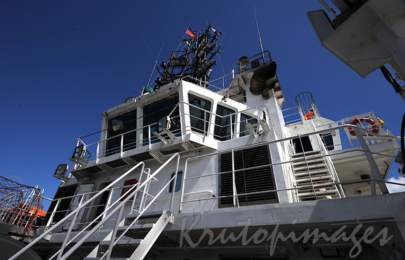 Bridge of a n offshore work vessel doing siesmic exploration in Bass Strait-Australia