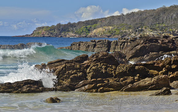 Rocky  outcrop on the Pambula Beach shore New South Wale