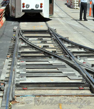 Tramworks new tracks during upgrade in Melbourne