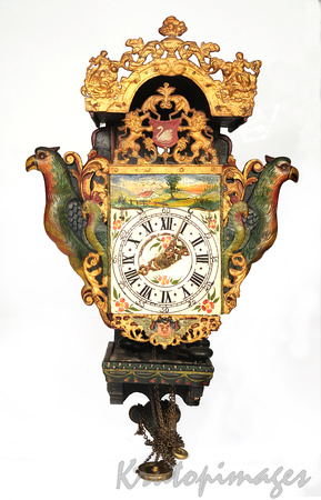 detailed Dutch bracket clock-18th century.