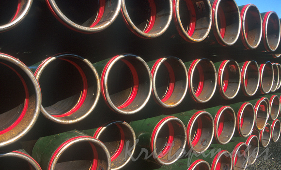 drill pipes stacked for offshore drilling