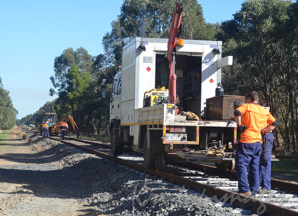 maintenance on country rail line,tracks