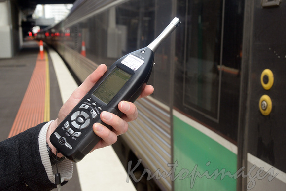 testing noise levels on railway platform