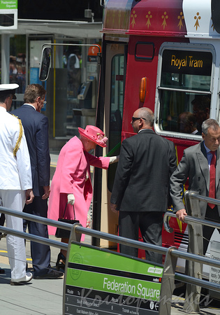 Queen boarding tram at Fed Square26-10-2011