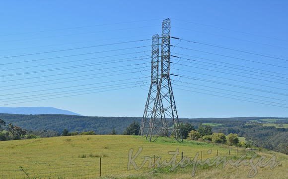 Powerlines cross the Latrobe Valley in Gippsland supplying power from Yallourn W