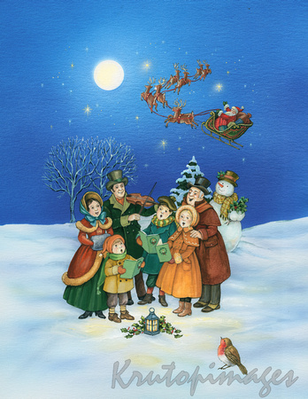 Carol singers & sleigh