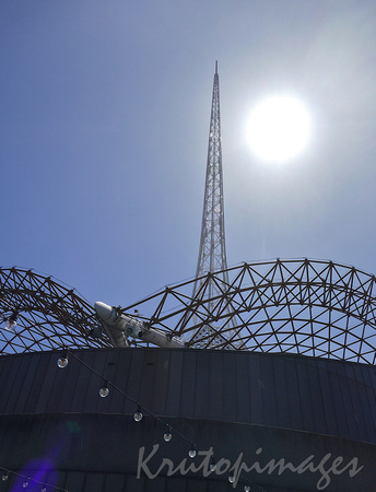 Melbourne Art Centre spire with a midday sun