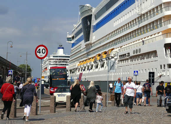 Cruise ships line the docks in Copenhagen