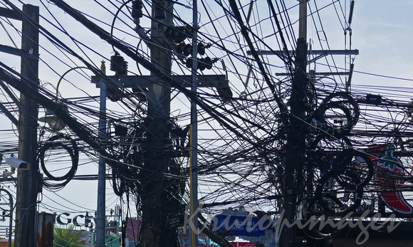 overhead power cables, Bangla road Phuket