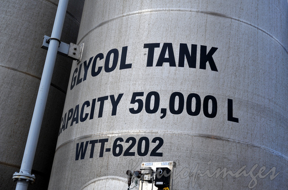 Glycol storage tank on offshore platform