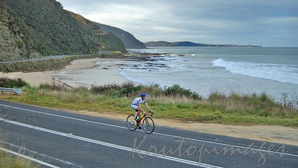 Cyclist on Great Ocean road