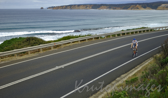 Cyclist on Great Ocean road