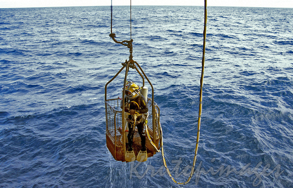 Offshore diver during installation of Whiting platform